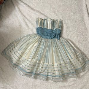 Betsey Johnson Silk Tulle Blue & White Evening Dress Size 8